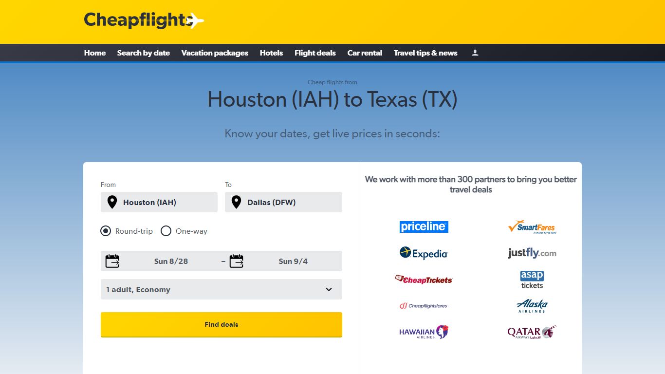 Cheap Flights from Houston, TX to Texas (TX) from $94 - Find Tickets ...